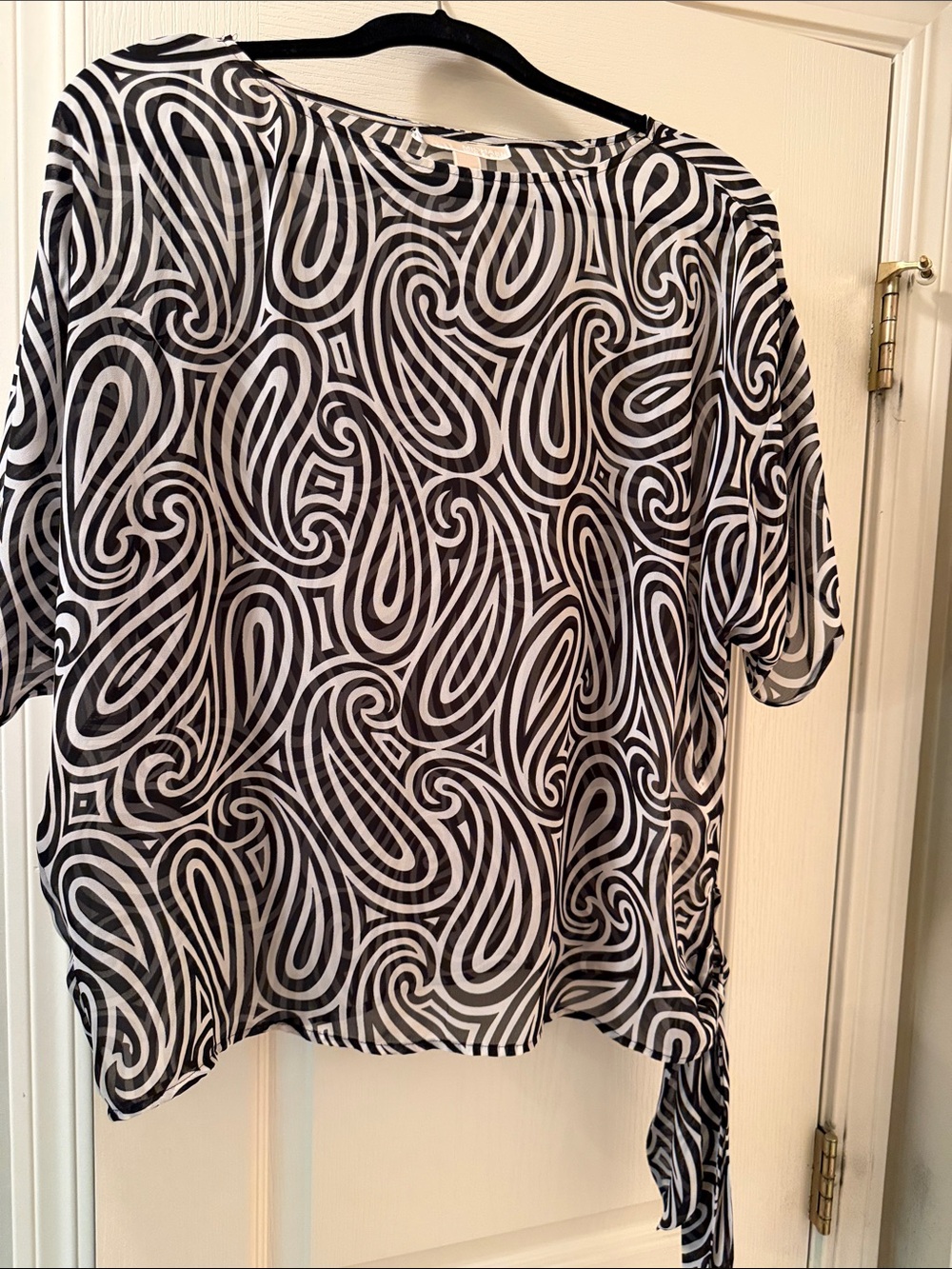 Michael Kors Black & White Swirl Print Blouse